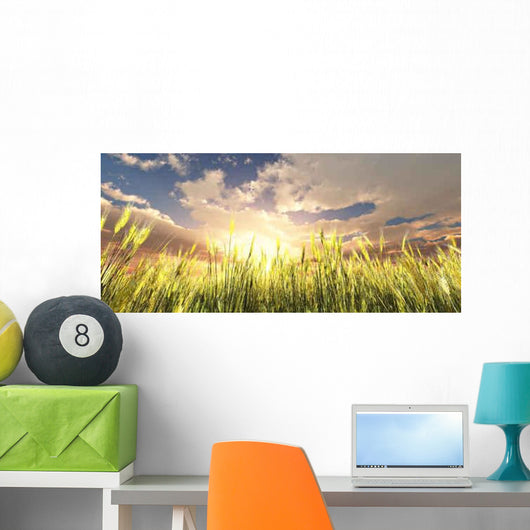 Golden Wheat Field Wall Decal Design 1