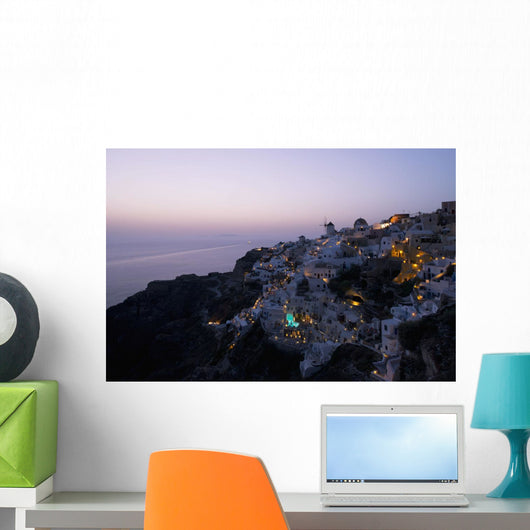 Aerial Oia and Windmill Wall Decal