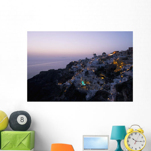 Aerial Oia and Windmill Wall Decal