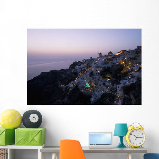 Aerial Oia and Windmill Wall Decal