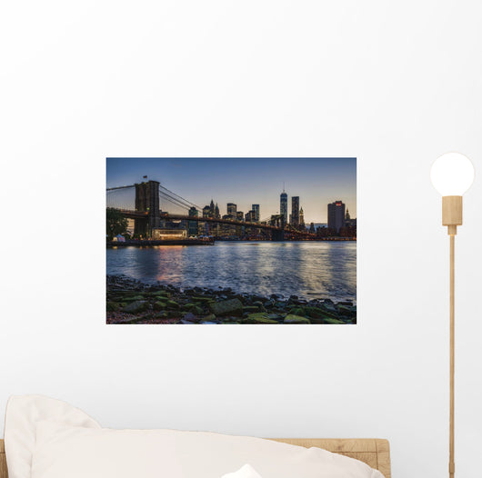 Manhattan Skyline Twilight with Wall Decal