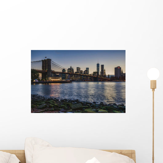 Manhattan Skyline Twilight with Wall Decal