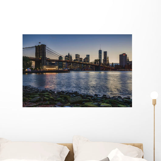 Manhattan Skyline Twilight with Wall Decal