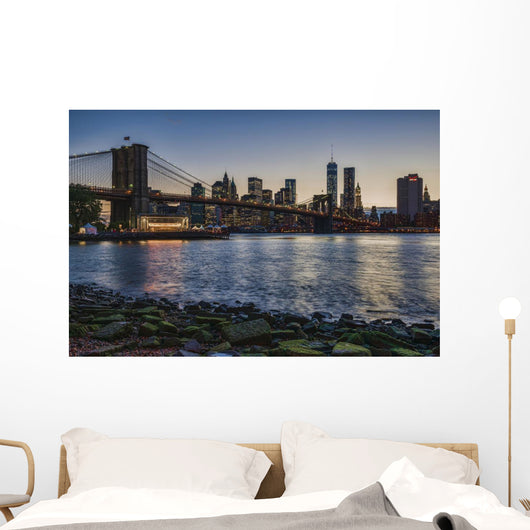 Manhattan Skyline Twilight with Wall Decal