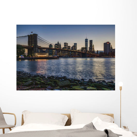 Manhattan Skyline Twilight with Wall Decal