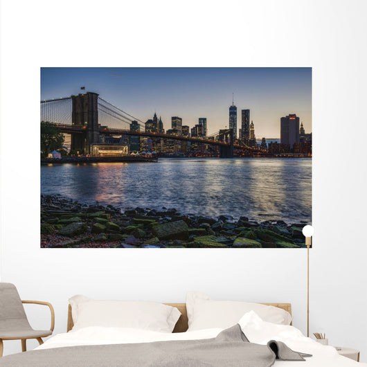 Manhattan Skyline Twilight with Wall Decal