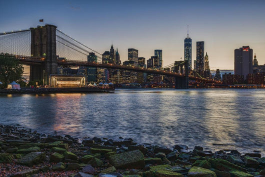 Manhattan Skyline Twilight with Wall Decal