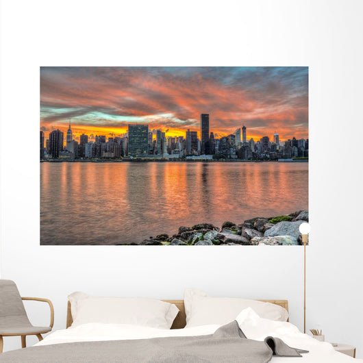 Sunset over Manhattan Gantry Wall Decal