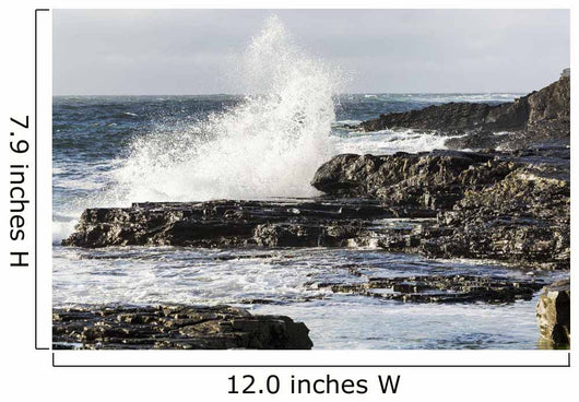 Wave Crashing into Rocky Wall Decal