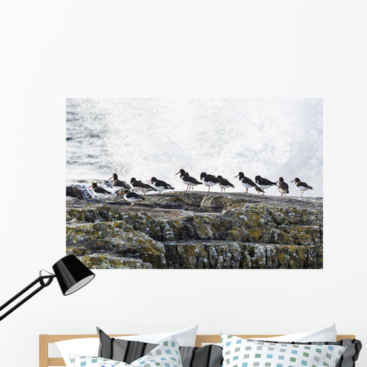 Wave Crashing into Rocks Wall Decal