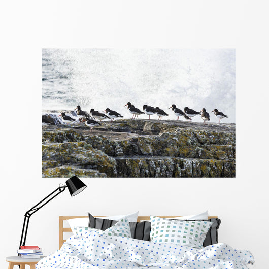 Wave Crashing into Rocks Wall Decal