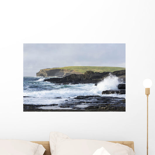 Waves Crashing into Rocky Wall Decal