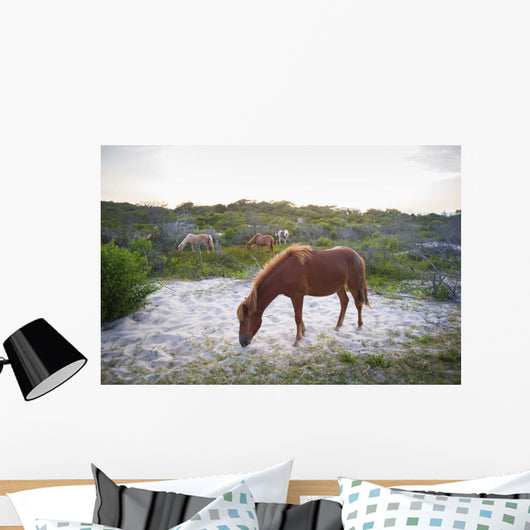 Horses Grazing Assateague Island Wall Decal