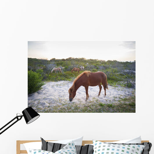 Horses Grazing Assateague Island Wall Decal