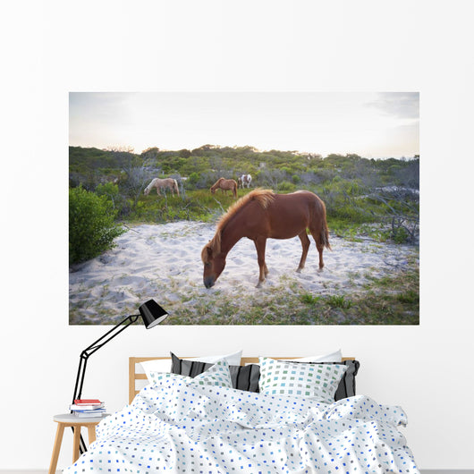 Horses Grazing Assateague Island Wall Decal