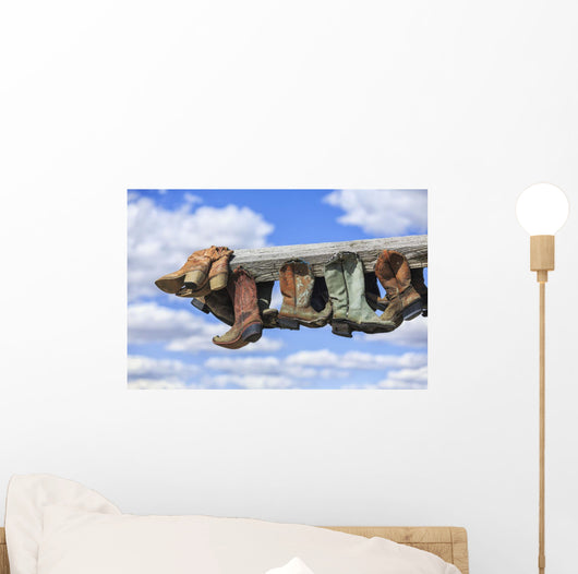 Old Cowboy Boots Hanging Wall Decal