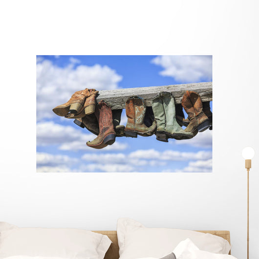 Old Cowboy Boots Hanging Wall Decal
