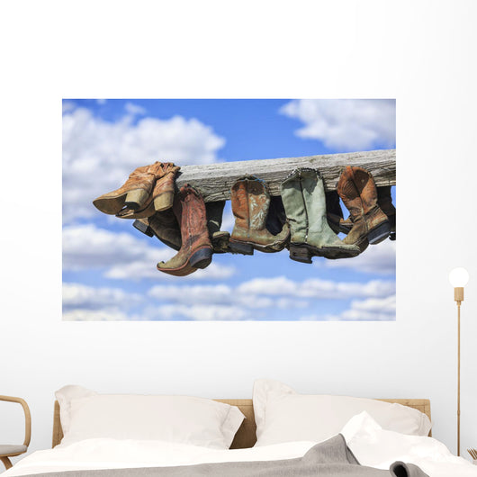 Old Cowboy Boots Hanging Wall Decal