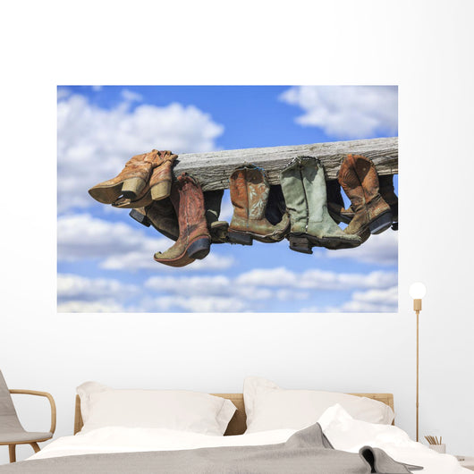 Old Cowboy Boots Hanging Wall Decal