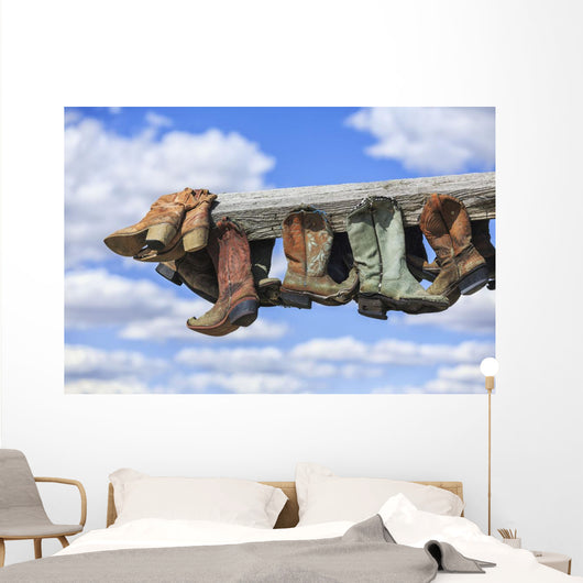 Old Cowboy Boots Hanging Wall Decal