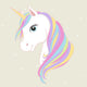 White Unicorn Vector Head Wall Decal