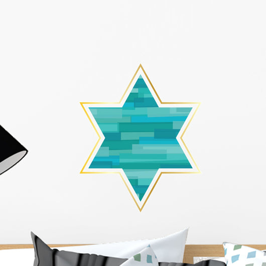 Jewish star with gold frame Wall Decal