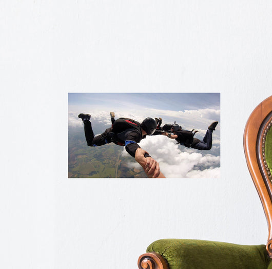 Skydiving friends having fun Wall Mural