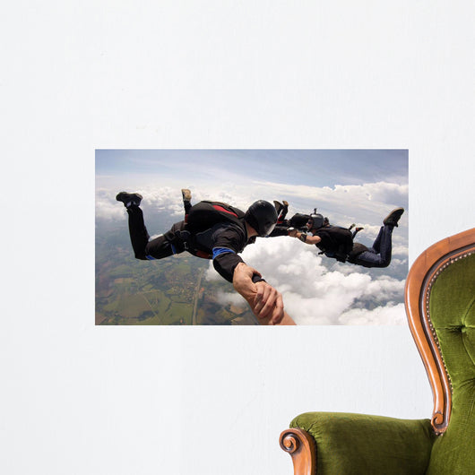 Skydiving friends having fun Wall Mural