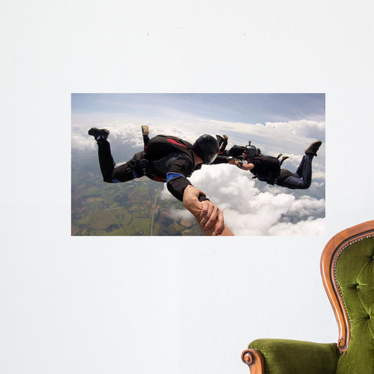 Skydiving friends having fun Wall Mural