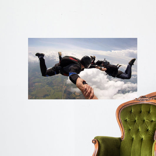 Skydiving friends having fun Wall Mural