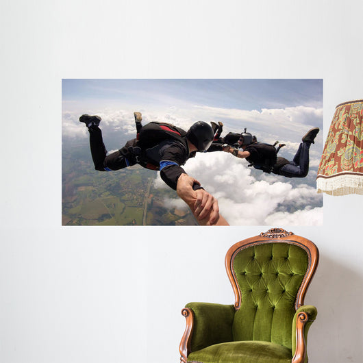 Skydiving friends having fun Wall Mural
