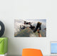 Skydiving point of view. Young and middle aged friends having fun Wall Mural