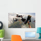 Skydiving point of view. Young and middle aged friends having fun Wall Mural