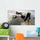 Skydiving point of view. Young and middle aged friends having fun Wall Mural