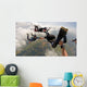 Skydiving point of view. Young and middle aged friends having fun Wall Mural