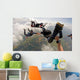 Skydiving point of view. Young and middle aged friends having fun Wall Mural