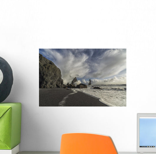 Large Waves Crash against Wall Decal Design 2
