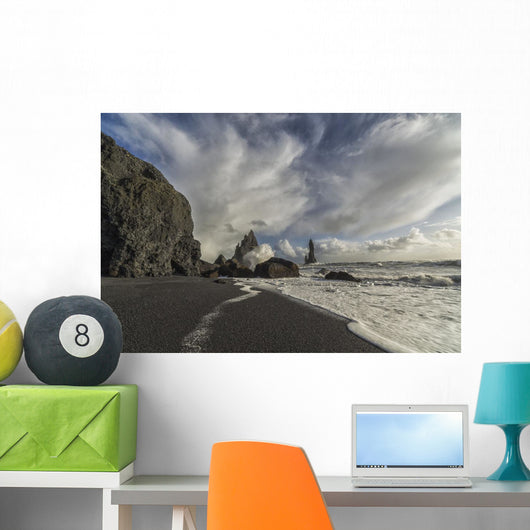 Large Waves Crash against Wall Decal Design 2