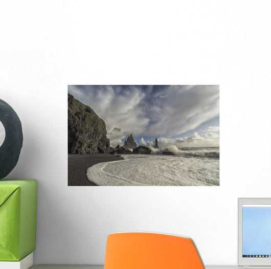 Large Waves Crash against Wall Decal Design 1