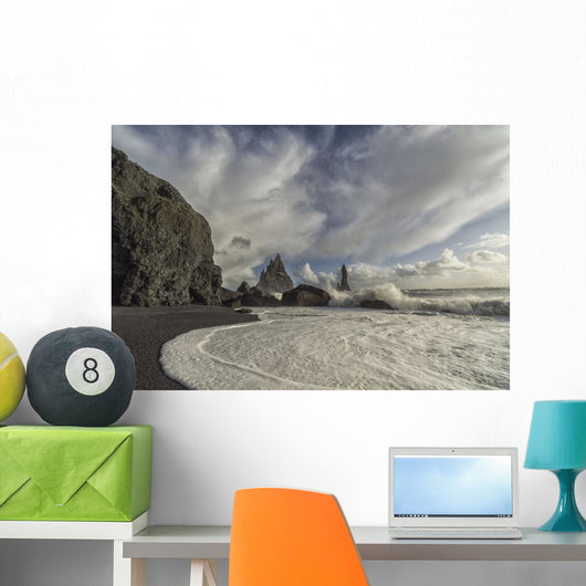Large Waves Crash against Wall Decal Design 1