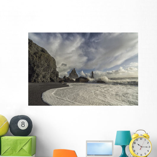 Large Waves Crash against Wall Decal Design 1