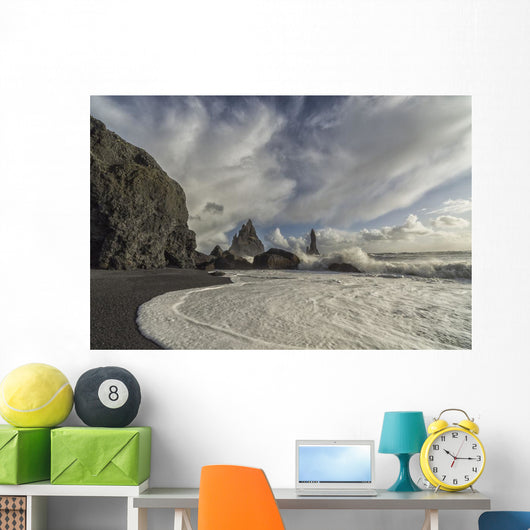 Large Waves Crash against Wall Decal Design 1