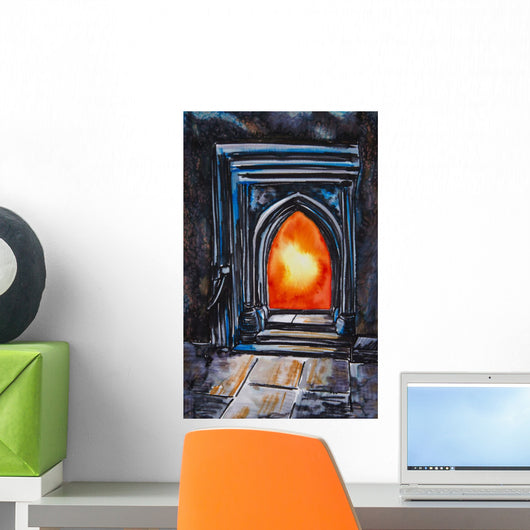 Painting Glowing Orange Fire Wall Decal