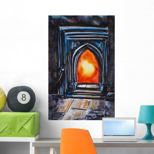 Painting Glowing Orange Fire Wall Decal