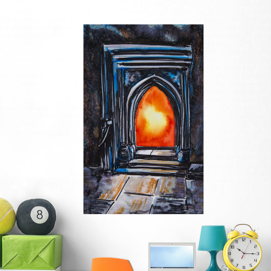 Painting Glowing Orange Fire Wall Decal