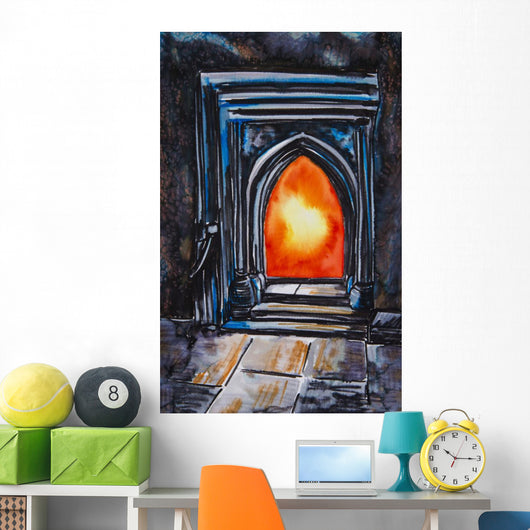 Painting Glowing Orange Fire Wall Decal