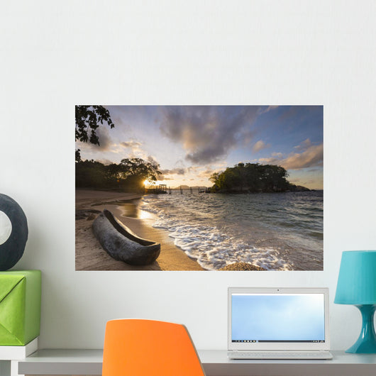 Dugout Canoe Small Beach Wall Decal Design 2