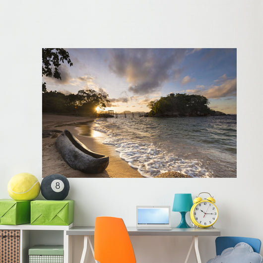 Dugout Canoe Small Beach Wall Decal Design 2