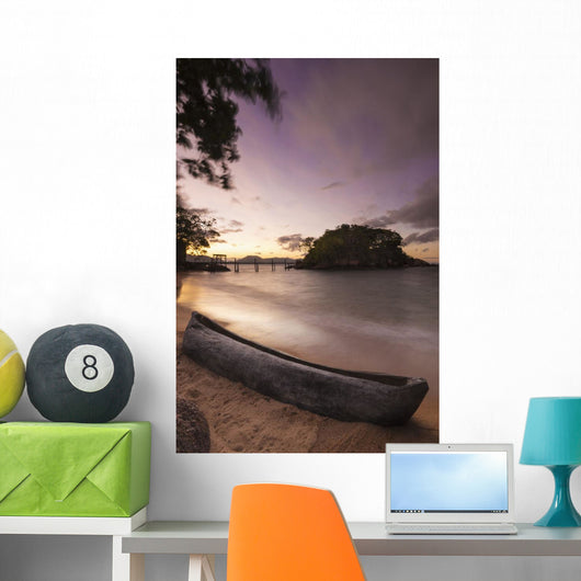 Dugout Canoe Small Beach Wall Decal Design 1