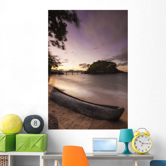 Dugout Canoe Small Beach Wall Decal Design 1